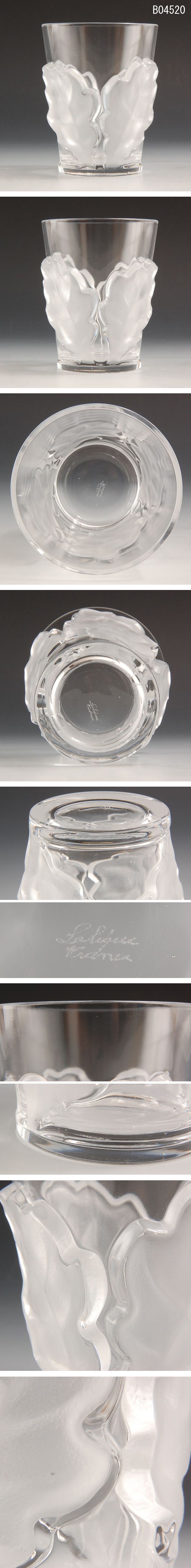 国産低価B04520　ラリック　四葉文クリスタルグラス：本物保証　送料無料 クリスタルガラス