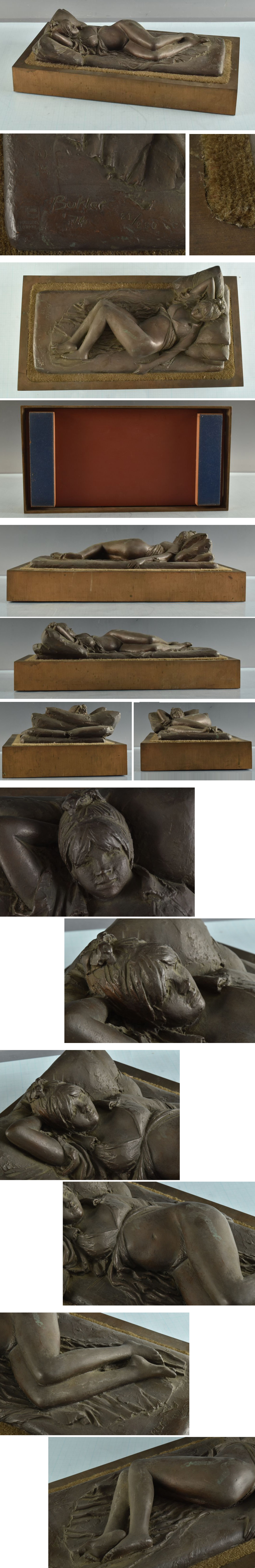 NEW安いB16345 ベッドでポーズを取る女性 ブロンズ像 13.6ｋｇ：真作 西洋彫刻